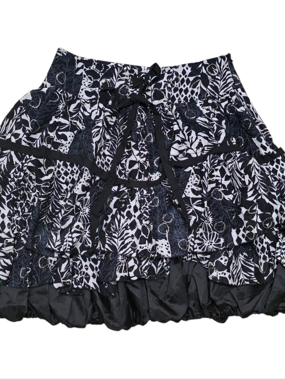 Alberto Makali silk cotton blend corset lace bubble skirt with tropical design